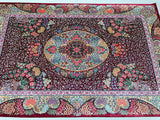 2x1.3m Pure Silk Qom Persian Rug - shoparug