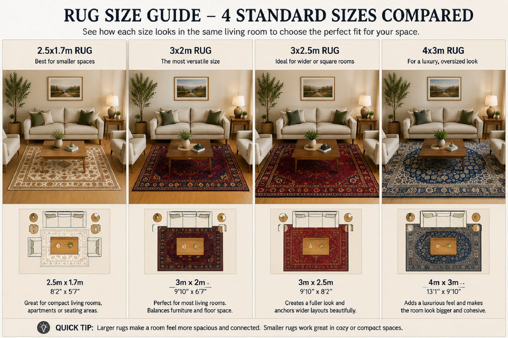 How to Choose the Right Rug Size for Your Living Room | Complete Rug Size Guide Australia