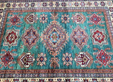 Hand Knotted Afghan Super Kazak Rug 2x1.5m