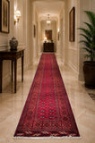 Wool Bokhara handmade Persian Turkoman hall runner rug 420x85cm