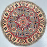 Afghan Kazak Round Rug 1x1m
