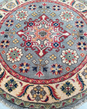 Afghan Kazak Round Rug 1x1m