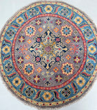 Afghan Kazak Round Rug 1x1m