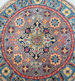 Afghan Kazak Round Rug 1x1m