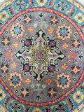 Afghan Kazak Round Rug 1x1m