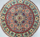 Afghan Kazak Round Rug 1x1m