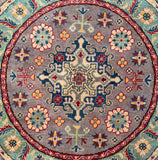 Afghan Kazak Round Rug 1x1m