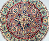 Afghan Kazak Round Rug 1x1m