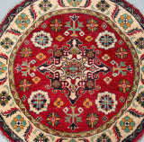 Afghan Kazak Round Rug 1x1m