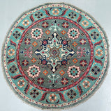 Afghan Kazak Round Rug 1x1m