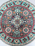 Afghan Kazak Round Rug 1x1m