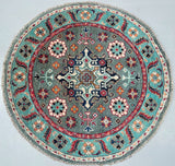 Afghan Kazak Round Rug 1x1m