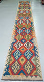 4.8m Long Boho Design Hand Woven Afghan Kyber Kilim Hall Runner Rug