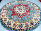 Round Afghan Kazak Rug 2.5x2.5m