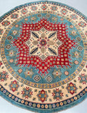 Round Afghan Kazak Rug 2.5x2.5m