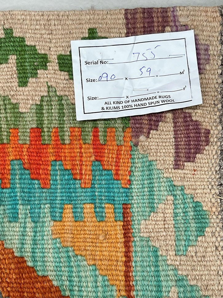 90x59cm Afghan Aryana Kilim Rug