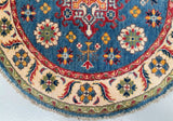 Afghan Kazak Round Rug 1x1m