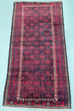 Pure wool tribal hand knotted antique Persian Balouchi rug 195x105cm