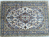 1.5x1m Beige Persian Kashan Rug