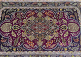 Masterpiece Pure Silk Persian Qum Rug Signed 2x1.3m