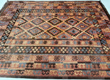 Full Room Size Wool Hand Woven Vintage Afghan Meymaneh Kilim Rug 3x2.3m