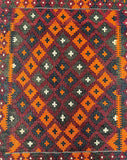 Pure Wool Hand Woven Afghan Maymaneh Kilim Rug 129x85cm