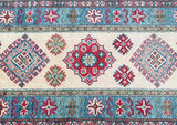 Decorative 7.2m Long Afghan Hall Runner with geometric patterns in red, blue, and green on a white background