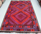 2.8x2m Vintage Afghan Meymaneh Kilim Rug