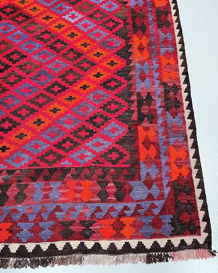 2.8x2m Vintage Afghan Meymaneh Kilim Rug