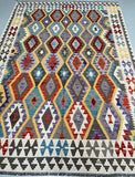 Full Room Size Hand Woven Boho Design Afghan Kyber Kilim Rug 293x204cm Perth
