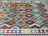 Full Room Size Hand Woven Boho Design Afghan Kyber Kilim Rug 293x204cm Australia