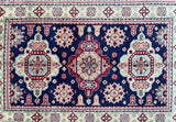 Pure wool geometric hand knotted Afghan Kazak rug 151x96m