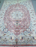 Large room size wool and silk on silk base Persian Kashmar rug signed 350x240cm