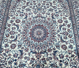 Fine quality large room size silk inlaid handmade Persian Nain rug 3.6x2.5m