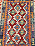 Boho Afghan Waziri Kilim Rug 1.9x1.3m