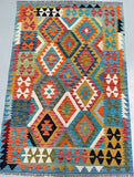 Pure Wool Boho Hand Woven Afghan Kyber Kilim Rug 1.8x1.2m At Persian Rug Warehouse WA in Perth.
