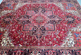 Large Room Size wool Hand Knotted Persian Heriz Rug 3.4x2.5m