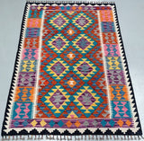 Boho Pure Wool Hand Woven Afghan Aryana Kilim Rug 172x126cm Perth