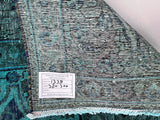 3.8x3m Overdyed Vintage Persian Tabriz Rug