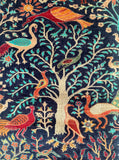This Hand Knotted Afghan Chobi Hall Runner Features A Deep Midnight-Navy Field That Creates A Dramatic And Elegant Backdrop For The Classic Tree Of Life Design.
