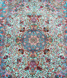 unique hand knotted pure silk Qum rug signed at Persian rug warehouse WA in perth