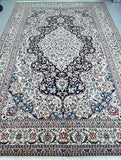 Stunning Large Room Size Authentic Hand Knotted Persian Nain Rug