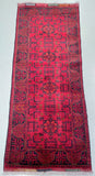 Pure Wool Hand Knotted Tribal Afghan Kunduz Hall Runner Rug 191x80cm Perth