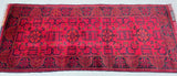 Pure Wool Hand Knotted Tribal Afghan Kunduz Hall Runner Rug 191x80cm Shoparug