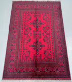 Pure Wool Hand Knotted Tribal Afghan Kunduz Rug 1.5x1m Shoparug