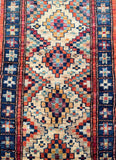 Door Mat Size Hand Knotted Afghan Royal Kazak Rug 102x51cm Shoparug