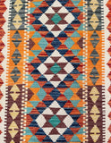 2m Long Boho Hand Woven Afghan Aryana Kilim Hall Runner Rug 