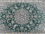Superb Green Tone Authentic Hand Knotted Persian Nain Rug