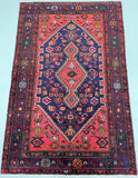 Hard Wearing Authentic Handmade Persian Khamseh Rug 1.9x1.3m for Australian Homes.