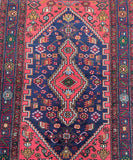 Pure wool nomadic handmade Persian Khamseh rug 190x130cm